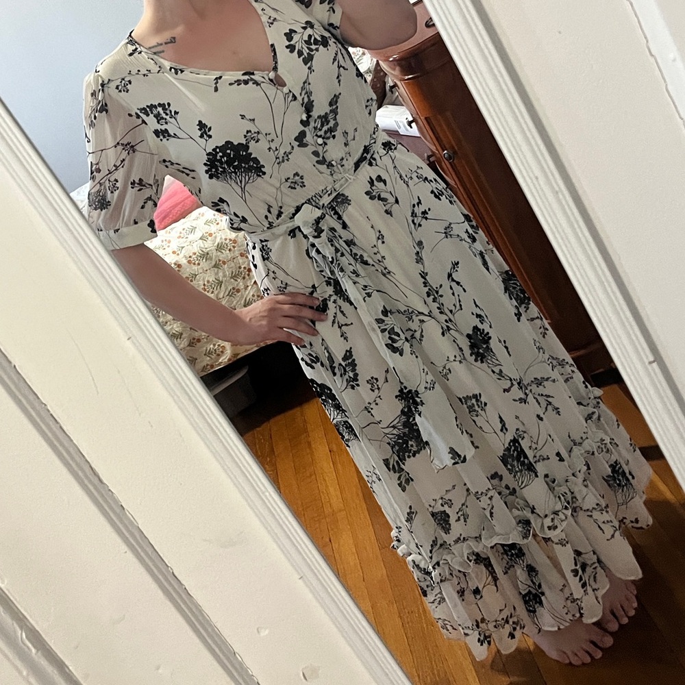 Calvin Klein white and black formal dress